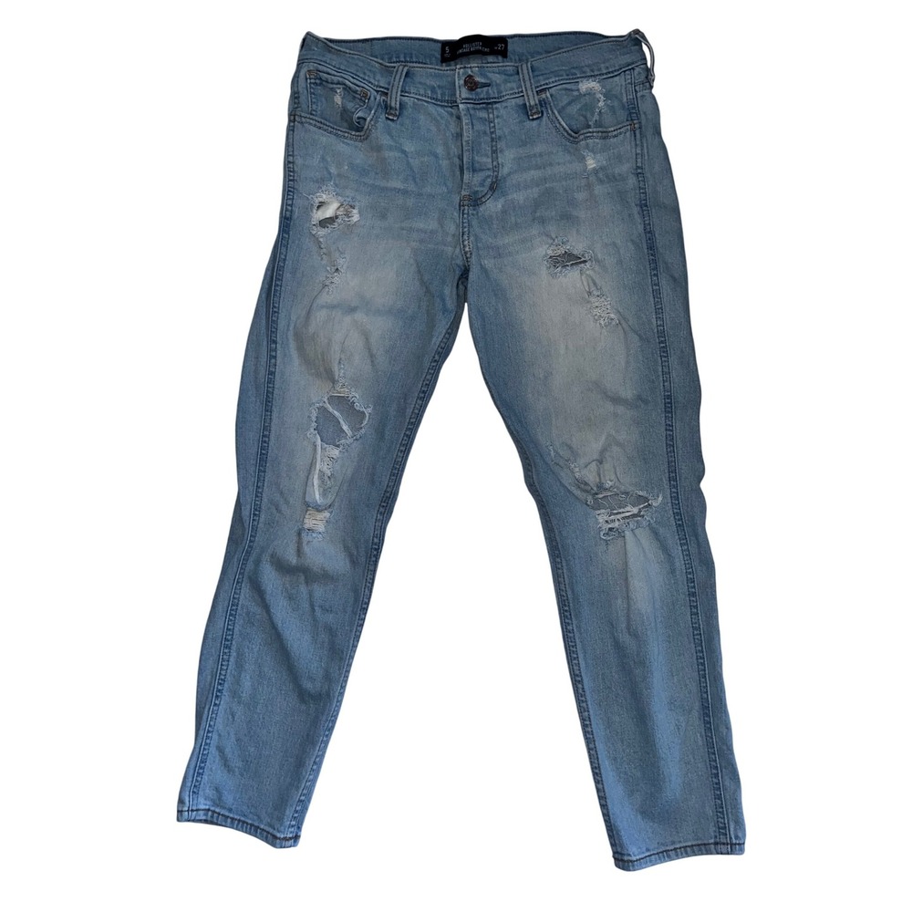 Hollister Vintage Boyfriend Jeans Size‎ 5/W27 Distressed Ripped Light Wash Denim